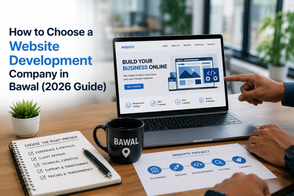 Business owner comparing website development companies in Bawal